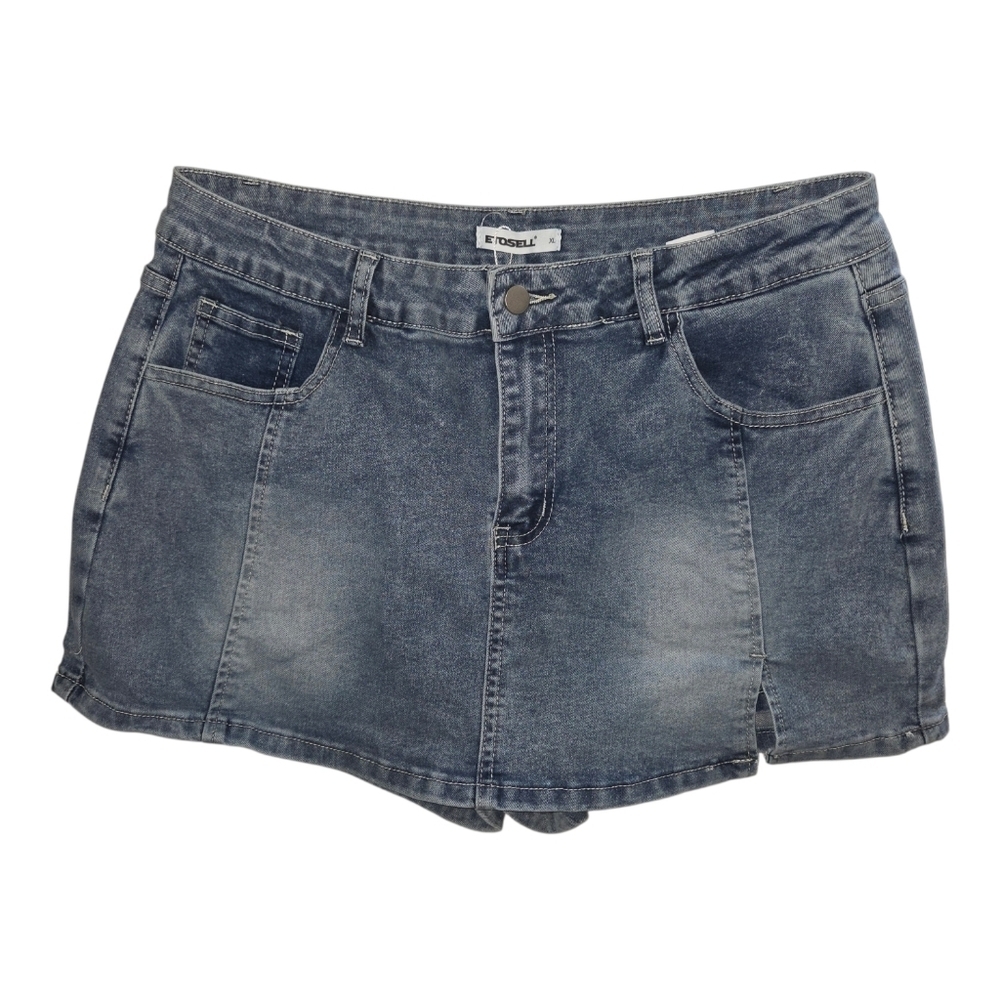 Etosel denim stretch Faded Blue Women's Skorts shorts skirt XL